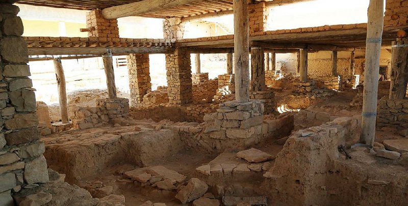 This picture released Thursday, August 20, 2015, by a website affiliated with the Islamic State shows the destroyed ancient St. Elian Monastery near the town of Qaryatain, Syria.