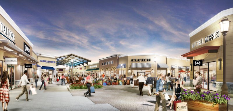 This artist's rendering shows how the Outlets of Little Rock is expected to look. Image courtesy of Outlets of Little Rock.