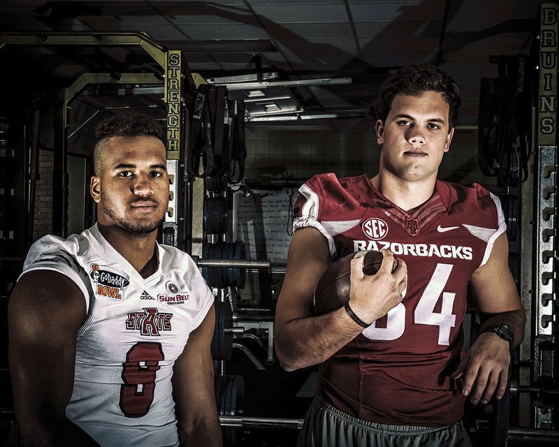 Before they became college football standouts, Hunter Henry (right) and Fredi Knighten were dominating opposing defenses and developed a bond on and off the field. That friendship is still strong, even though they are attending colleges in different parts of the state.