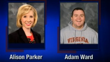 This screenshot from WDBJ-TV7, in Roanoke, Va., shows reporter Alison Parker and photographer Adam Ward. Parker and Ward were killed, Wednesday, Aug. 26, 2015, when a gunman opened fire during a live on-air interview in Moneta, Va. (Courtesy of WDBJ-TV7 via AP)