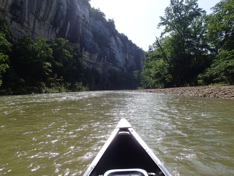 The Buffalo River flows fast and full July 10 near the Steel Creek access.