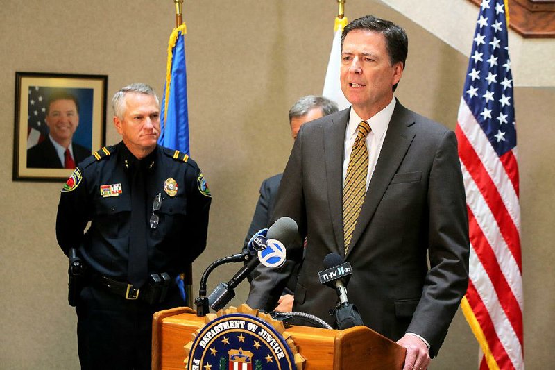 FBI Director James Comey said Thursday during a visit in Little Rock that the bureau doesn’t fight crime alone. He praised the cooperation between the agency and Arkansas law enforcement agencies in handling drug cases in the state.