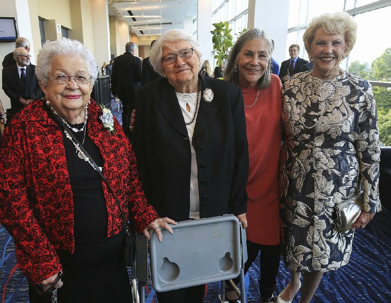 Mary Ann Ritter Arnold (from left), Mary Good, Alice Walton and Johnelle Hunt were among Thursday night’s inductees into the Arkansas Women’s Hall of Fame during a ceremony at the Statehouse Convention Center in Little Rock.