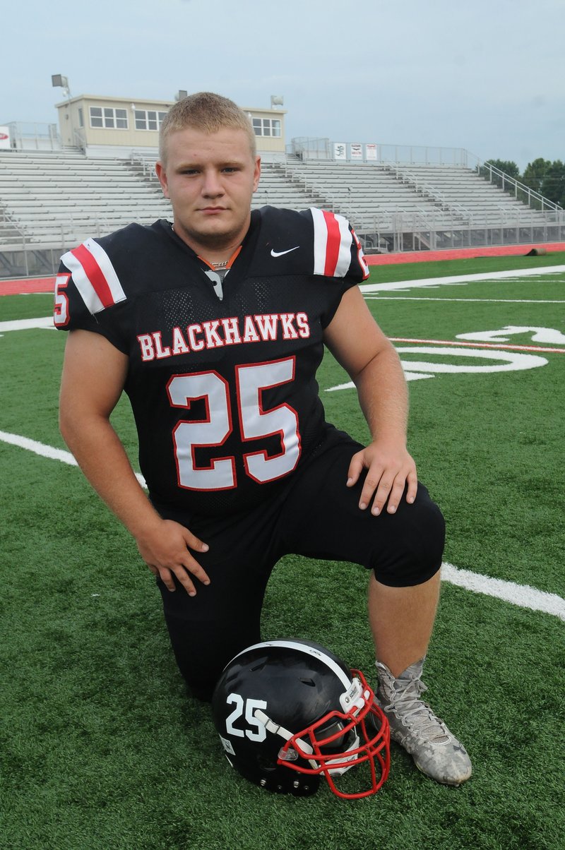 Cody Foltz is ready to take the field for the Pea Ridge Blackhawks.