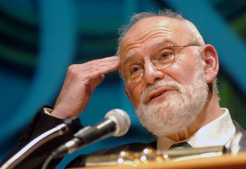 In this Oct. 26, 2005, file photo, Dr. Oliver Sacks speaks about Alzheimer's disease to an audience at Fairfield University in Fairfield, Conn. Sacks, a neurologist and writer, died Sunday, Aug. 30, 2015. 