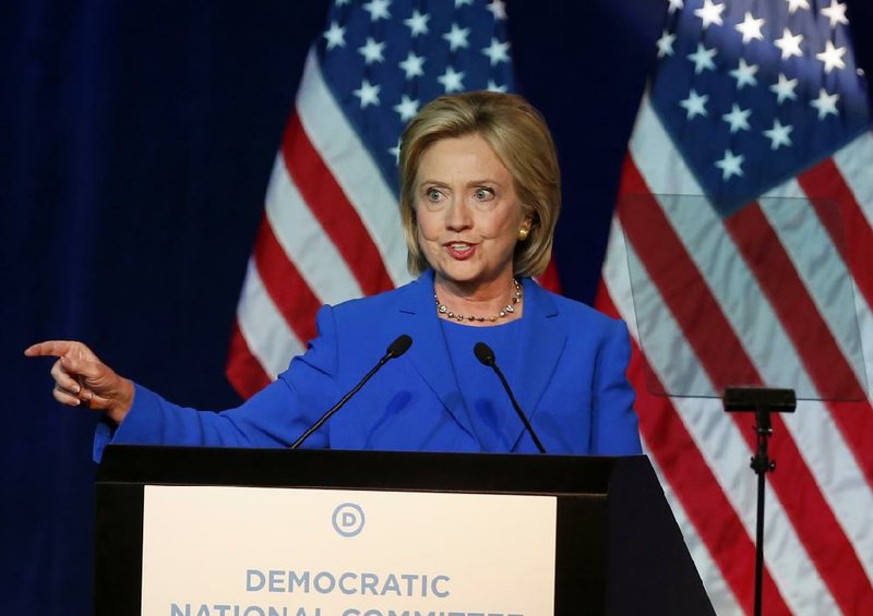 Democratic presidential candidate Hillary Rodham Clinton on Friday addresses the summer meeting of the Democratic National Committee in Minneapolis.