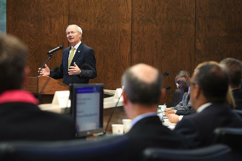 “We can do so much more as a state when we grow economically in job creation, and that is my focus,” Gov. Asa Hutchinson said Tuesday in laying out his goals for the state’s higher-education system.