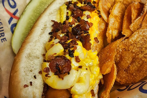 A bacon macaroni and cheese dog will be offered at Razorback Stadium in 2015. 