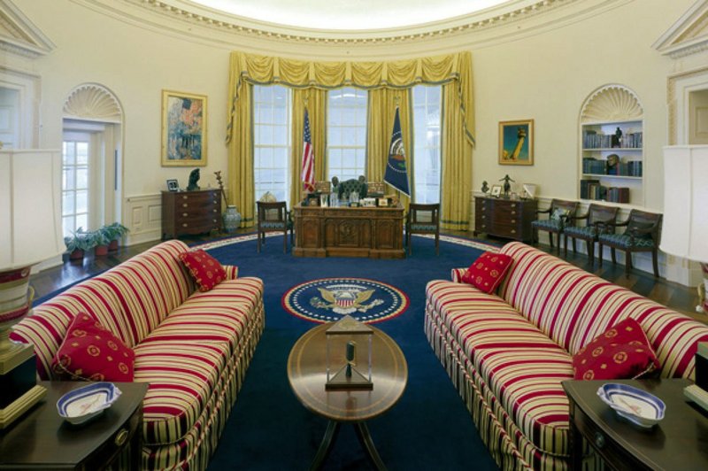 A replica of the Oval Office as it appeared during President Bill Clinton's administration is on display at the Clinton Presidential Center in Little Rock. The interior of the exhibit will open to the public starting Saturday.