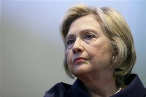 Democratic presidential candidate Hillary Rodham Clinton speaks during an interview with The Associated Press on Monday, Sept. 7, 2015, in Cedar Rapids, Iowa. 