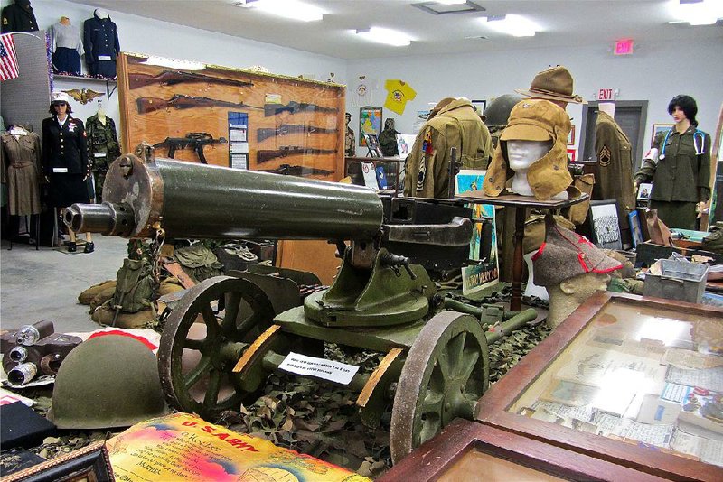 A wheel-mounted machine gun made in Czarist Russia for World War I is one of the many objects on display at the Museum of Veterans & Military History in Vilonia.
