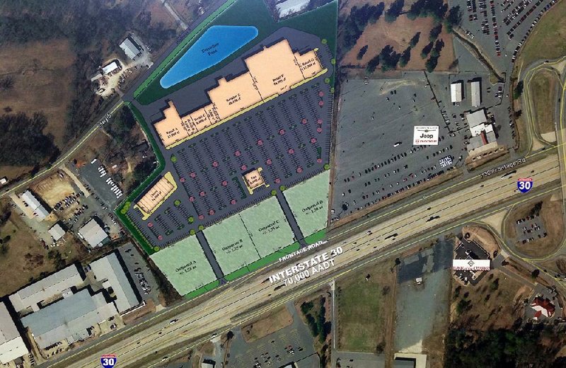 This artist rendering shows the Shoppes of Benton, a 160,000-square-foot shopping center along Interstate 30, just south of the Alcoa Road exit. 