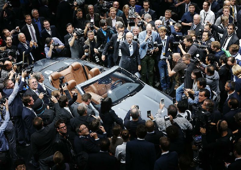 Daimler CEO Dieter Zetsche presents the new Mercedes S-Class convertible Tuesday at the Frankfurt Auto Show in Frankfurt, Germany. 
