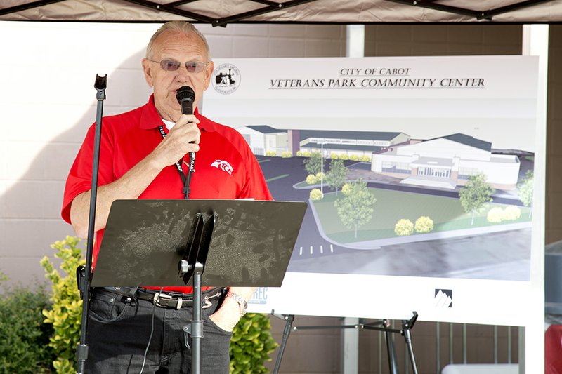 Cabot Mayor Bill Cypert thanks the citizens of Cabot for voting for the 2013 bond issue that made the expansion of the Veterans Park Community Center possible.