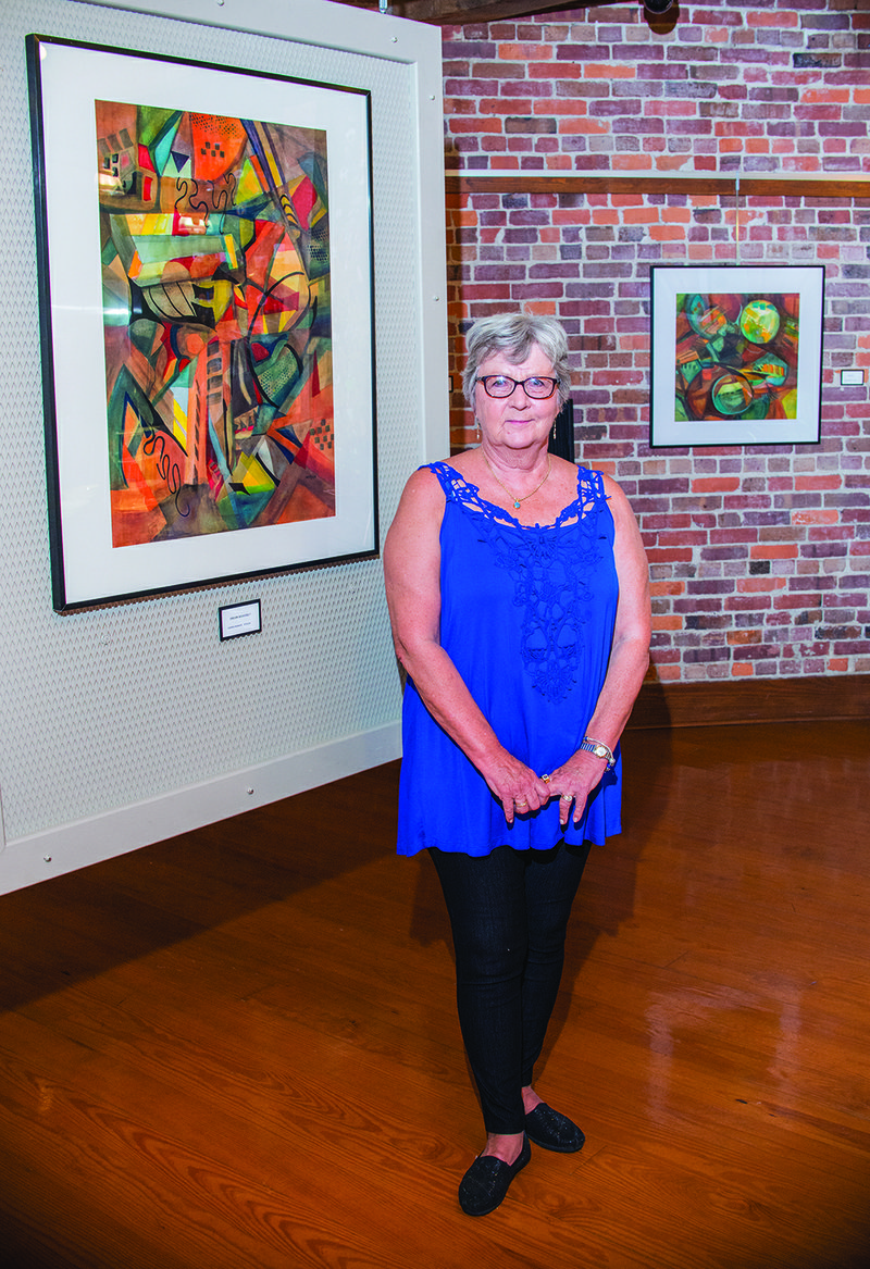 Sandra Marson of Jacksonville has approximately 30 abstract paintings on display at the Cox Creative Center in Little Rock. She calls this one Dream Weaver.