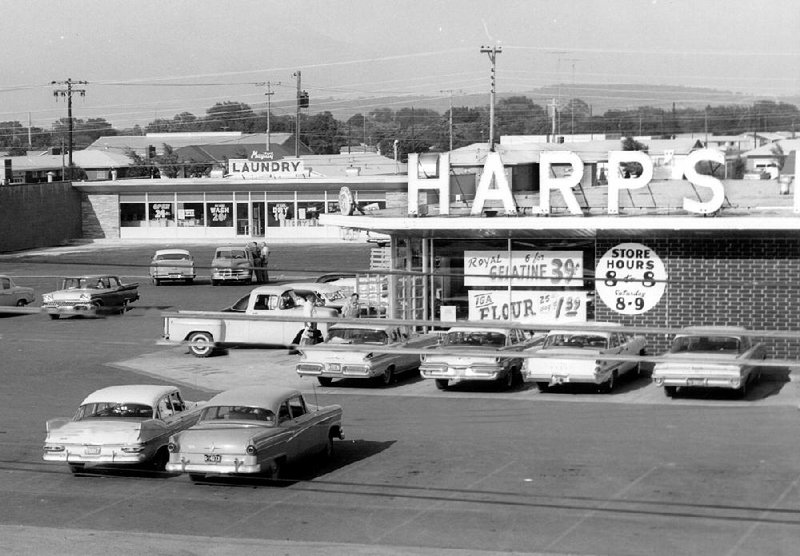 The first Harps supermarket at U.S. 71 and U.S. 412 in Springdale is shown in 1960. While the supermarket opened in 1956, the company’s roots can be traced to 1930 when Harvard and Floy Harp opened Harps Cash Grocery.