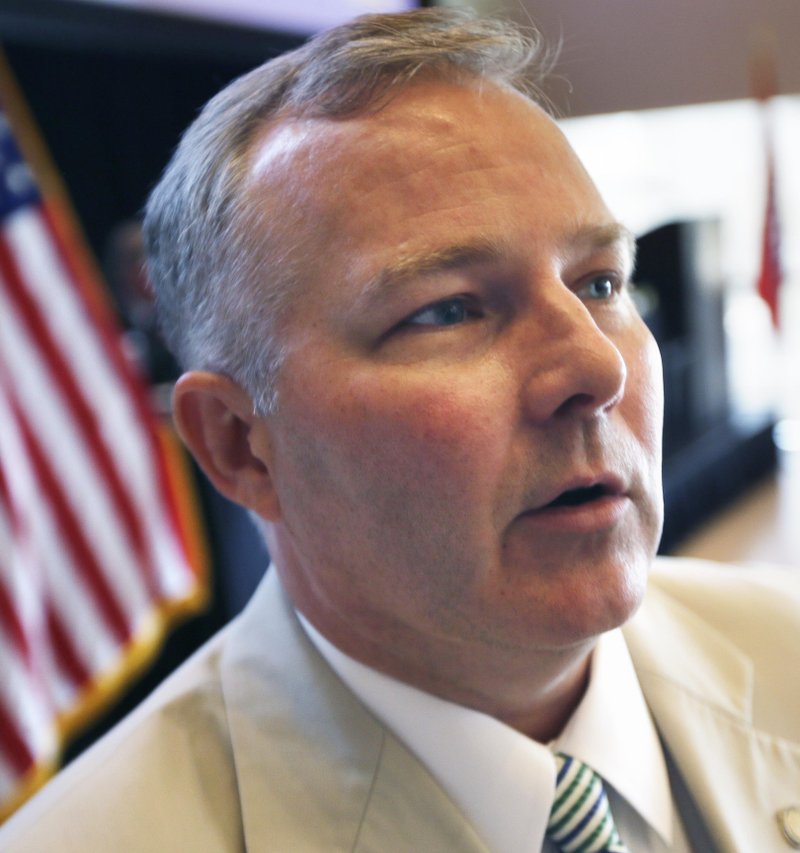 Arkansas Lt. Gov. Tim Griffin is interviewed in July before speaking to a Little Rock civic club. Griffin was in Fayetteville on Friday speaking at the University of Arkansas.