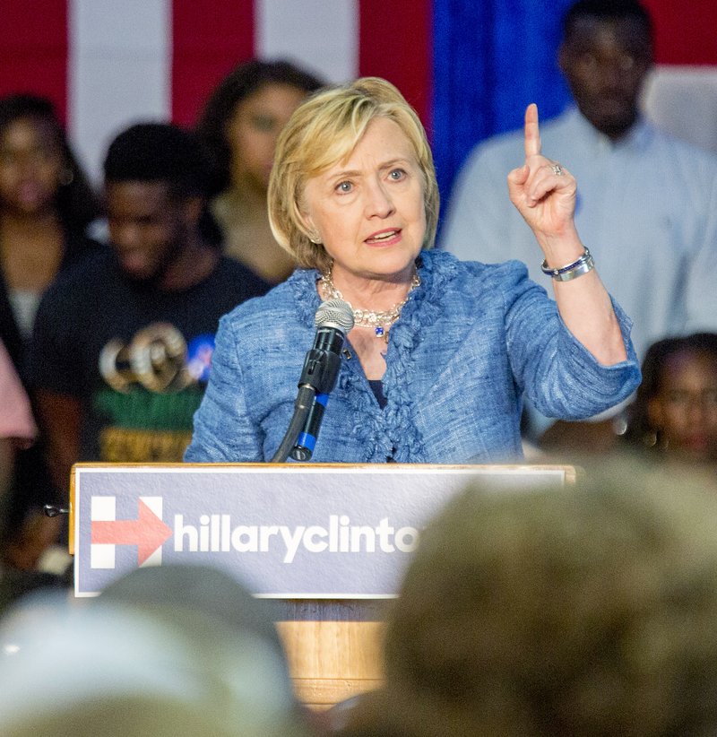 Democratic presidential candidate Hillary Rodham Clinton speaks at a grassroots organizing meeting at Philander Smith College Monday, Sept. 21, 2015, in Little Rock, Ark.