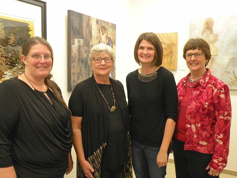 Local artists with works in Delta des Refusés are, from left, H. Kirk Beckham of Cabot, Sandra Marson and Melissa Lashbrook, both of Jacksonville, and B. Jeannie Fry of Cabot. Delta des Refusés will remain on display at the Argenta Branch of the William F. Laman Library System through Oct. 19.