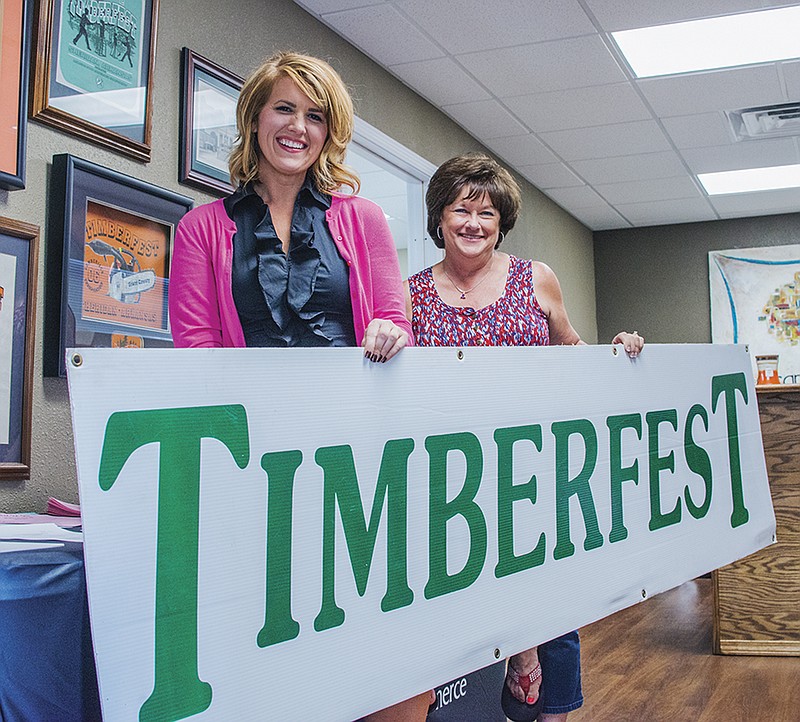The 32nd annual Timberfest will be held Friday and Saturday in Sheridan. Making plans for the annual event, which is sponsored by the Grant County Chamber of Commerce, are, from left, Shawna Melton, executive director of the chamber, and Marilyn DeMoss, Timberfest chairwoman.