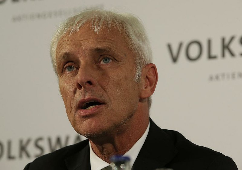 Newly appointed Volkswagen CEO Matthias Mueller during a press statement after a meeting of Volkswagen's supervisory board in Wolfsburg, Germany.