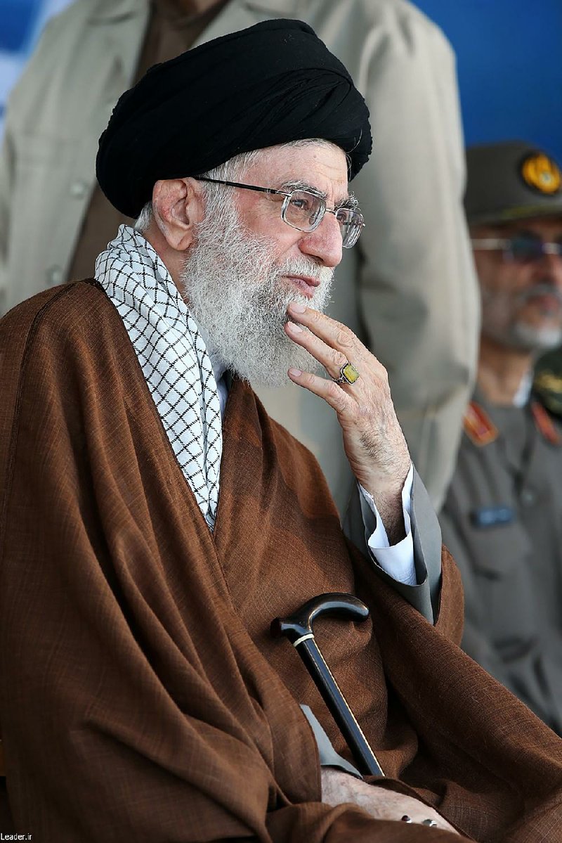 Iranian Supreme Leader Ayatollah Ali Khamenei attends graduation ceremonies for Iranian navy cadets Wednesday in the northern city of Noshahr. 