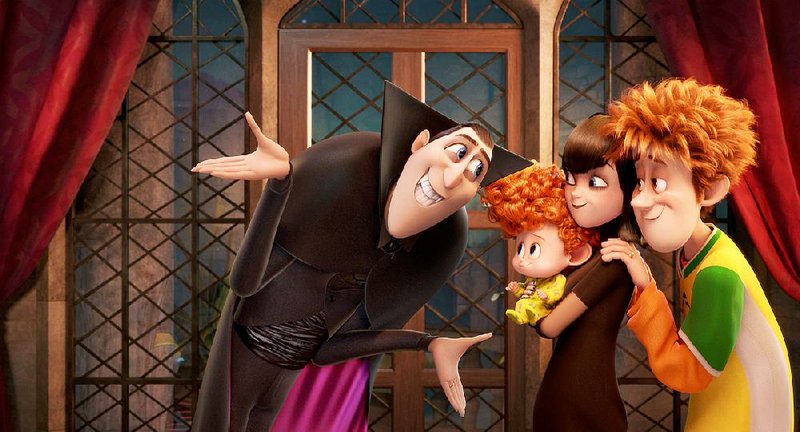 Adam Sandler, Asher Blinkoff, Selena Gomez and Andy Samberg provide the voices for Dracula, Dennis, Mavis and Jonathan in Hotel Transylvania 2. It came in first at last weekend’s box office and made about $48.5 million.

