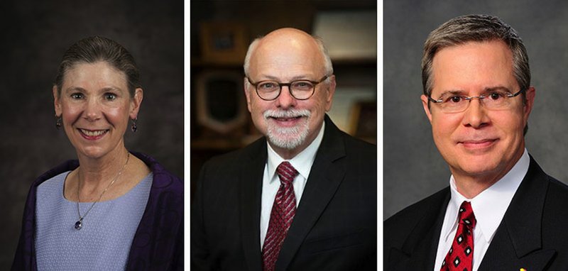 University of Arkansas chancellor finalists (from left to right) are April Mason, Joseph E. Steinmetz and Jeffrey S. Vitter.