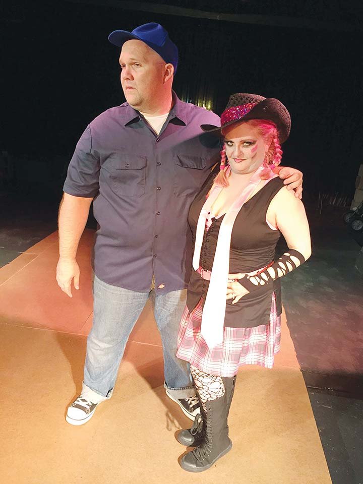 Columbia, played by Sharon Colton, has a crush on Eddie, played by Jeff Ward, in the upcoming production of The Rocky Horror Show by the Conway Community Arts Association and The Lantern Theatre. 