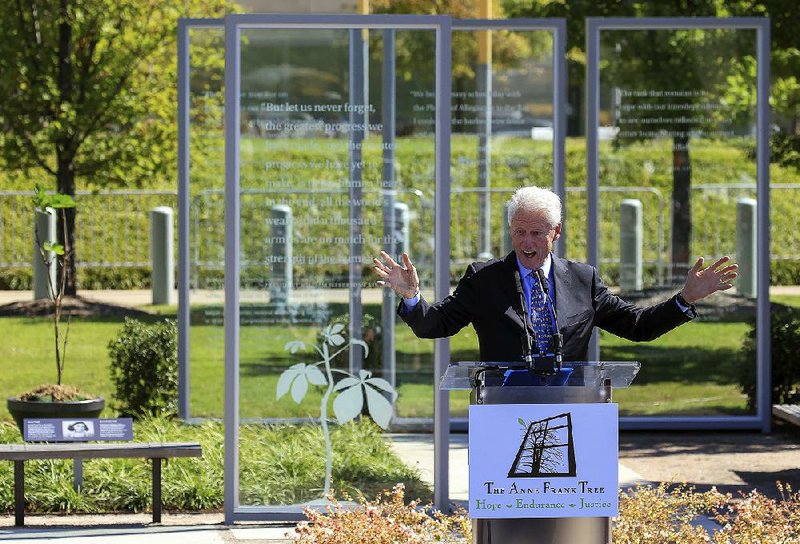 Former President Bill Clinton, speaking at Friday’s opening ceremony for the Anne Frank sapling exhibit at the Clinton Presidential Center, said the teenager’s life should be an inspiration. 