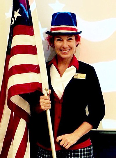 Submitted photo Fountain Lake Middle School Cobra Digital Prep Academy teacher Amy Benzi celebrates "America Monday" for Spirit Week at Fountain Lake ahead of homecoming on Sept. 25.