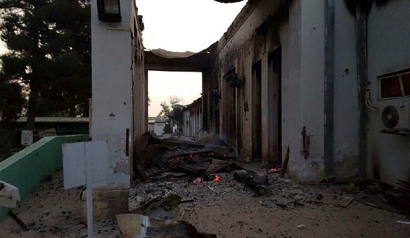 The burned Doctors Without Borders hospital is seen after explosions in the northern Afghan city of
Kunduz on Saturday.