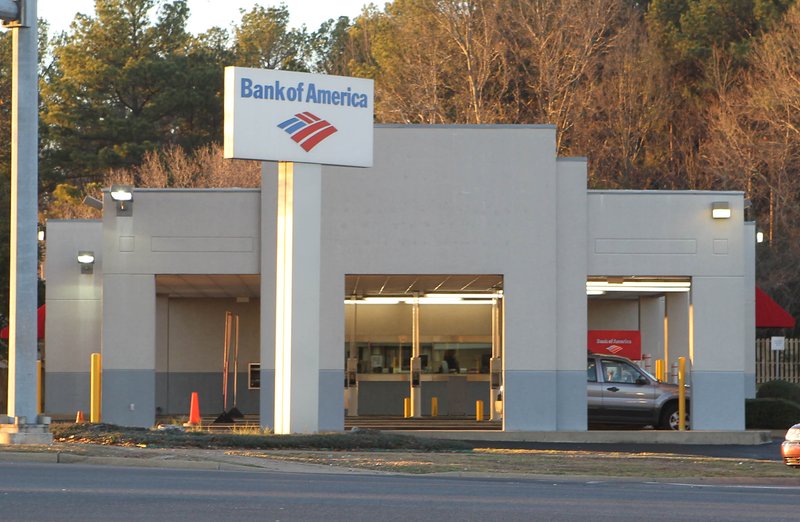 FILE — A car uses the drive-thru lane at a Bank of America in Hot Springs in this 2012 file photo.