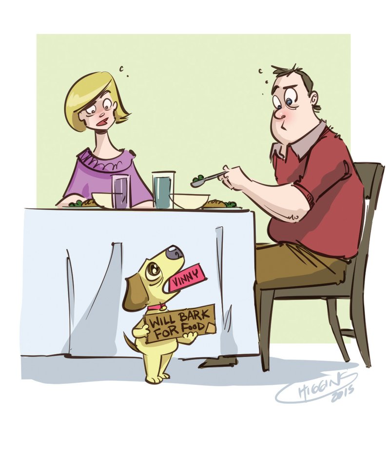 Arkansas Democrat-Gazette begging dog illustration.