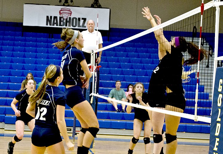 Photo courtesy of JBU Sports Information The John Brown University volleyball team swept Southwestern Christian on Saturday at Bill George Arena.