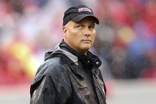 Georgia head coach Mark Richt walks back to the sideline after a timeout in the first half of an NCAA college football game against Alabama, Saturday, Oct. 3, 2015, in Athens, Ga. (AP Photo/John Bazemore)
