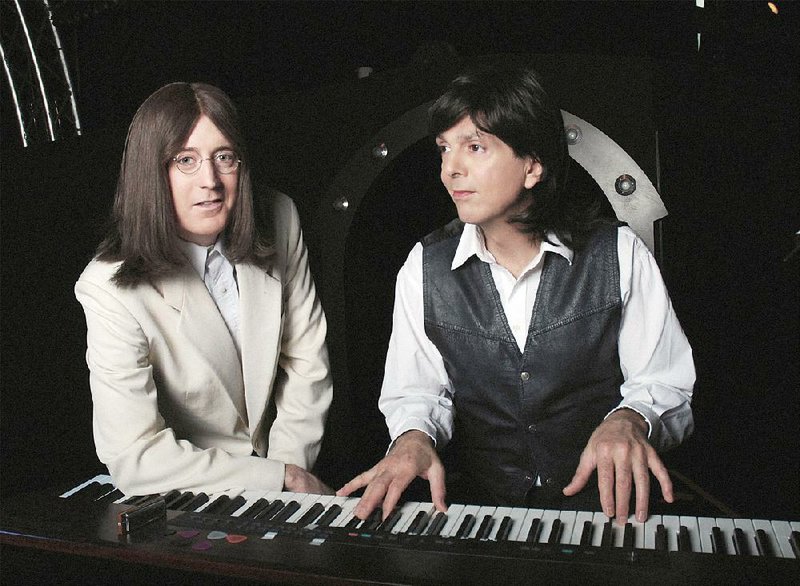 James Owen (left) portrays John Lennon with Tony Kishman as Paul McCartney in “Classical Mystery Tour,” performing with the South Arkansas Symphony Saturday in El Dorado.
