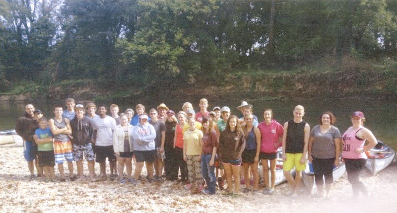 Photo submitted The group of McDonald County 4-H members and adults before they cast off on their Elk River cleanup.