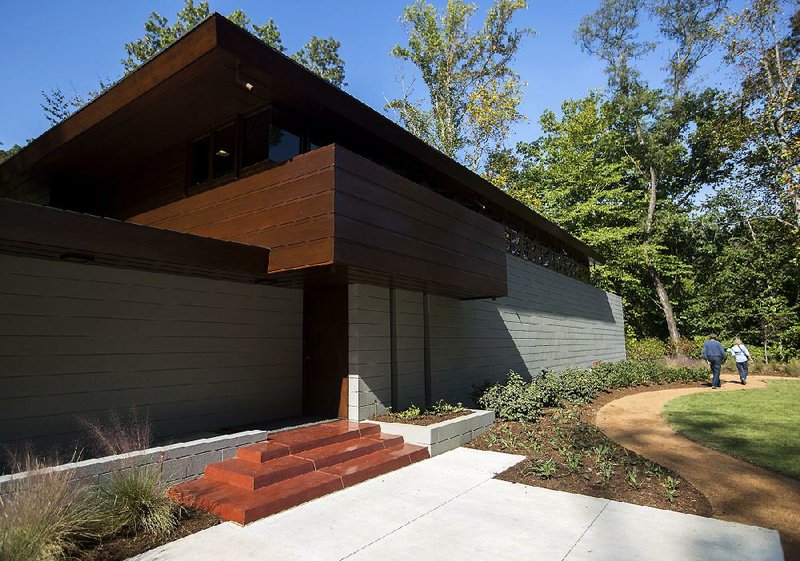 The Frank Lloyd Wright-designed Bachman Wilson house sits on the grounds of Crystal Bridges Museum of American Art in Bentonville. It will open to the public Nov. 11.