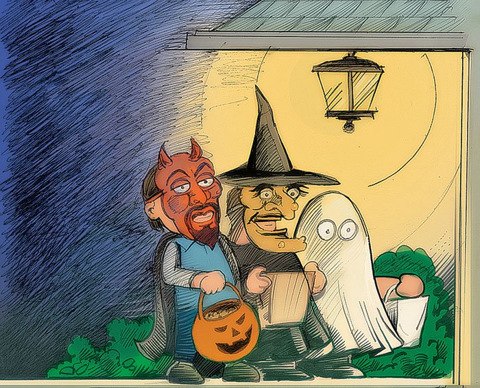 Halloween Trick r treating Illustration 