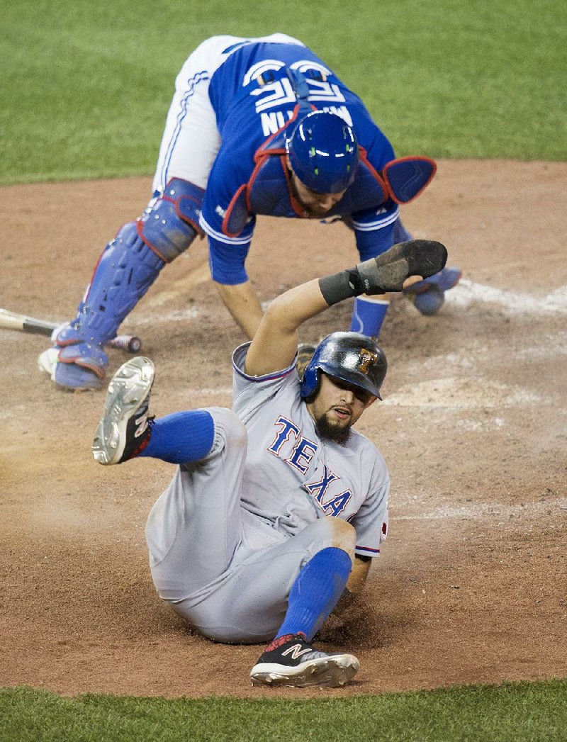 Texas Rangers second baseman Rougned Odor scored two runs in the Rangers’ 6-4 victory over the Toronto Blue Jays in Game 2 of their American League division series Friday. The Rangers have a chance to sweep the series when they host the Blue Jays today in Arlington, Texas.