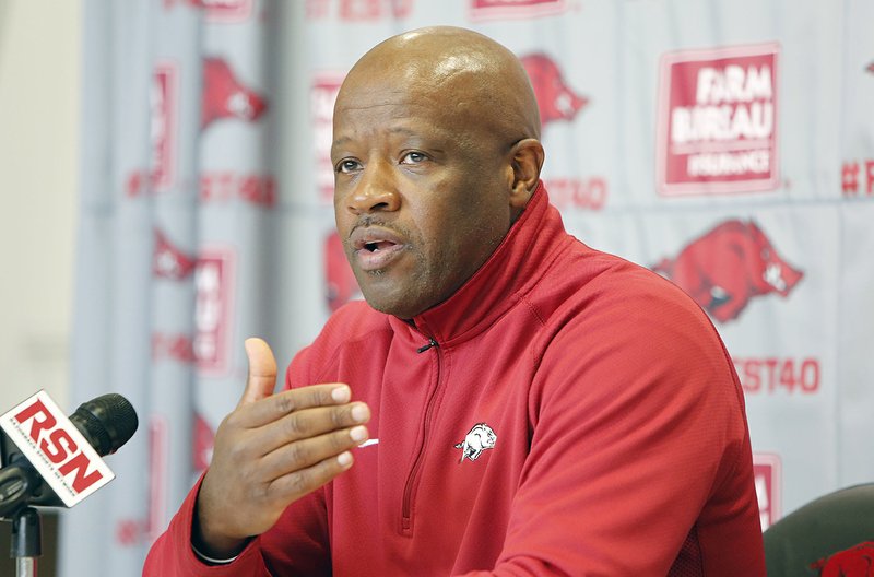 University of Arkansas basketball head basketball coach Mike Anderson at the Basketball Performance Center before practice Oct. 5 in Fayetteville.
