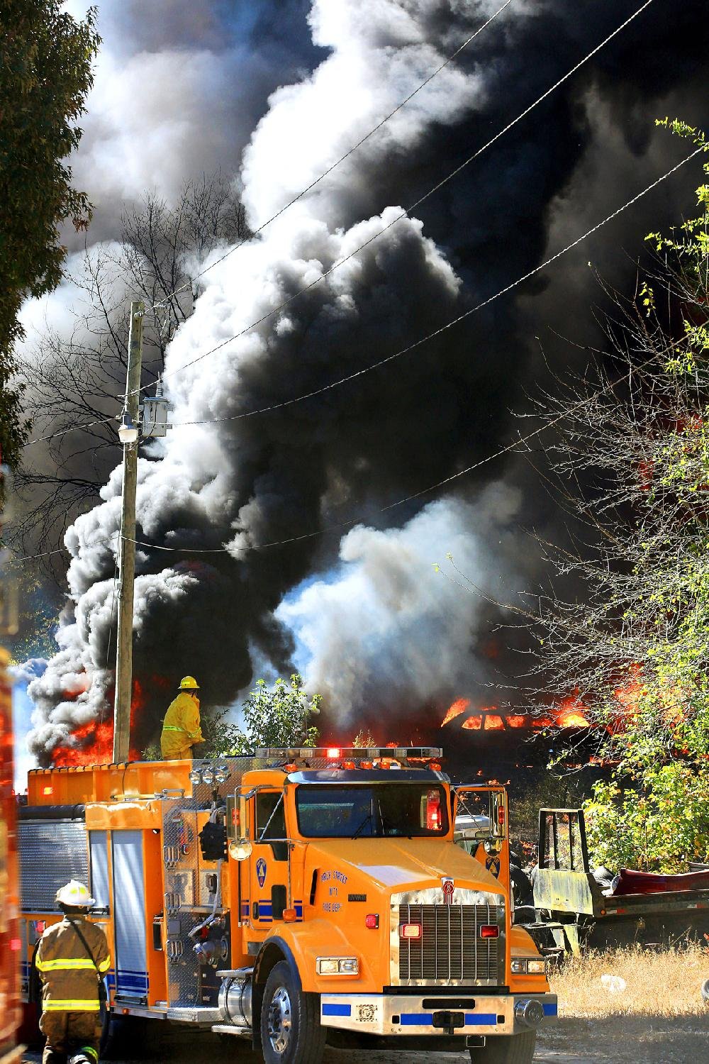 Tire fire outside LR ignites brush, spreads over 15 acres