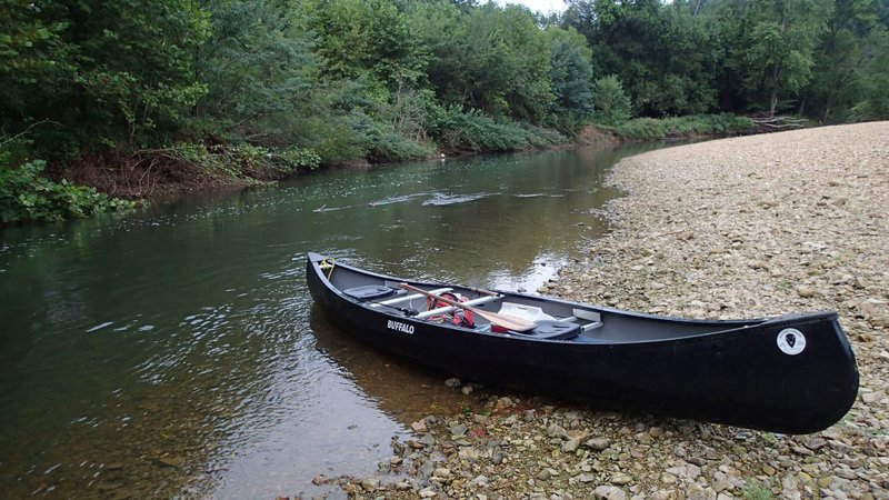 The War Eagle River is a gentle and scenic canoeing stream, which also offers good fishing. Smallmouth bass and sunfish were eager to bite on Sept. 25 during a float trip.
