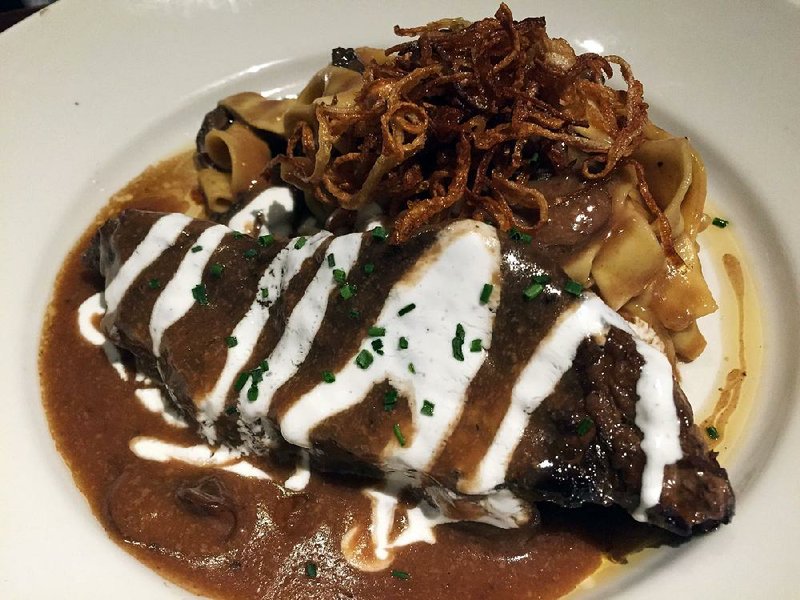 The Prime Beef Short Rib Stroganoff offers a hearty amount of meat and pasta at Del Frisco’s Grille in Little Rock.