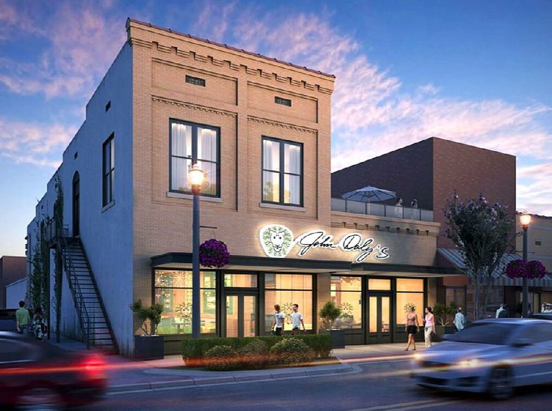 Exterior rendering by Taggart Architects of North Little Rock provide a vision of the new John Daly’s, moving into a historic Front Street building in downtown Conway. 
