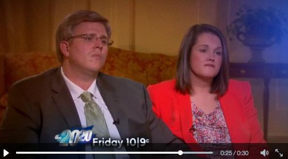 State Rep. Justin Harris, R-West Fork; and his wife, Marsha, talk in the screenshot of a promo video of Friday's episode of ABC's "20/20" on "re-homing."