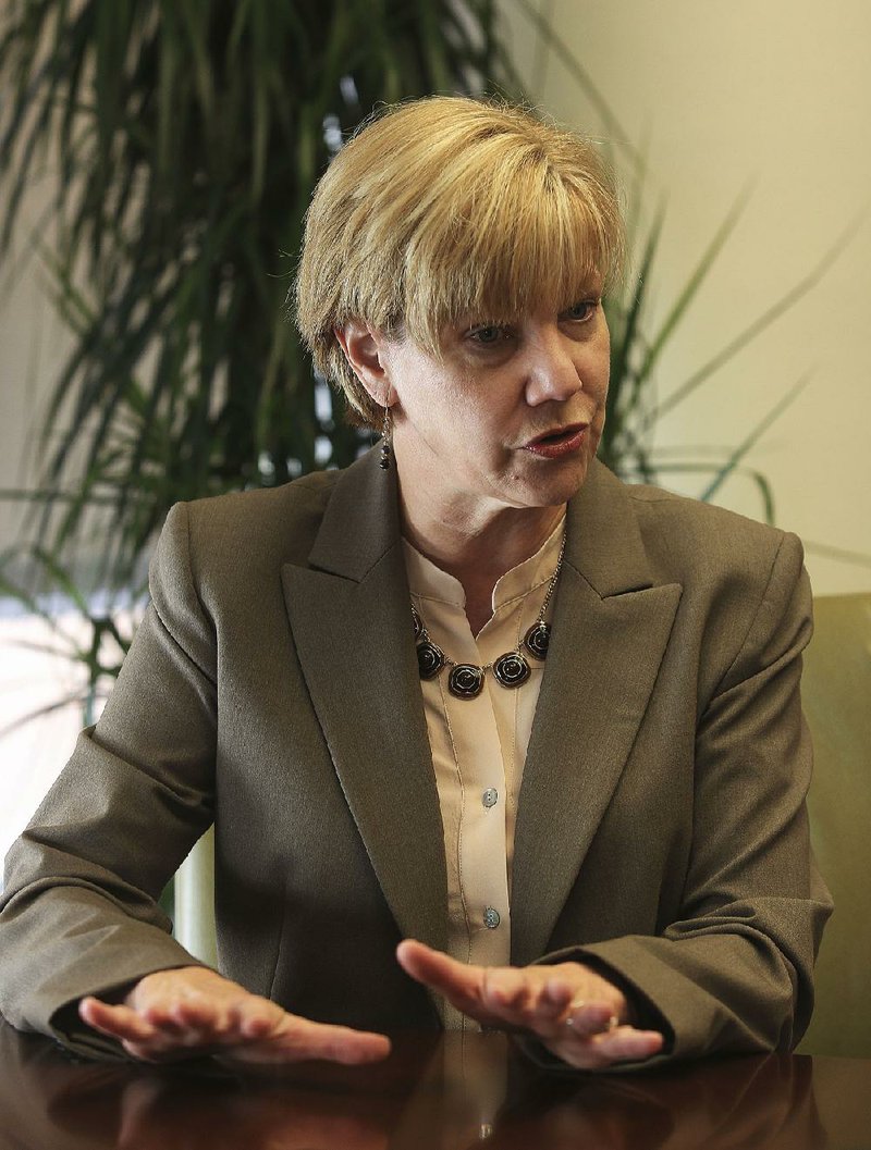 Dr. Roxane Townsend, UAMS’ vice chancellor of clinical programs and chief executive officer of UAMS Medical Center, talks Thursday about The Partnership for a Healthy Arkansas, a newly formed shared services organization.
