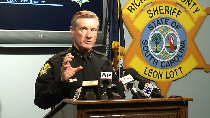 In this image taken from video, Richland County Sheriff Leon Lott speaks during a press conference in Columbia, S.C., Tuesday, Oct. 27, 2015.