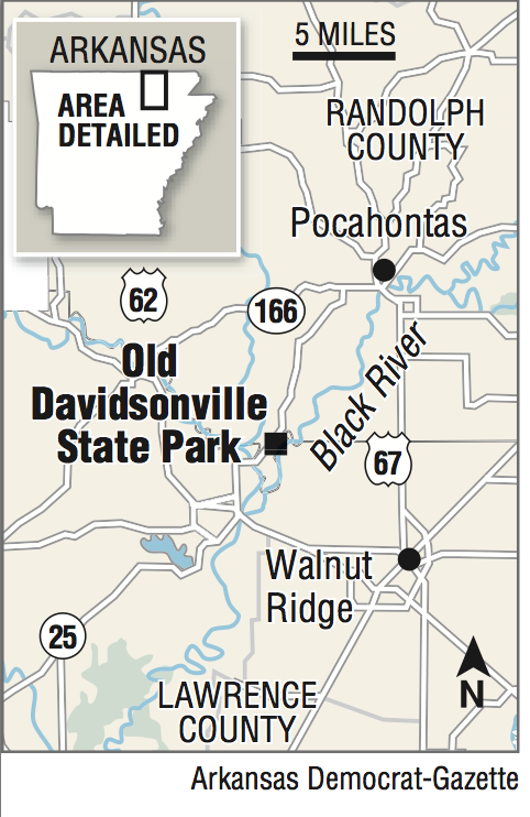 A map showing the location of  Old Davidsonville Historic State Park. 